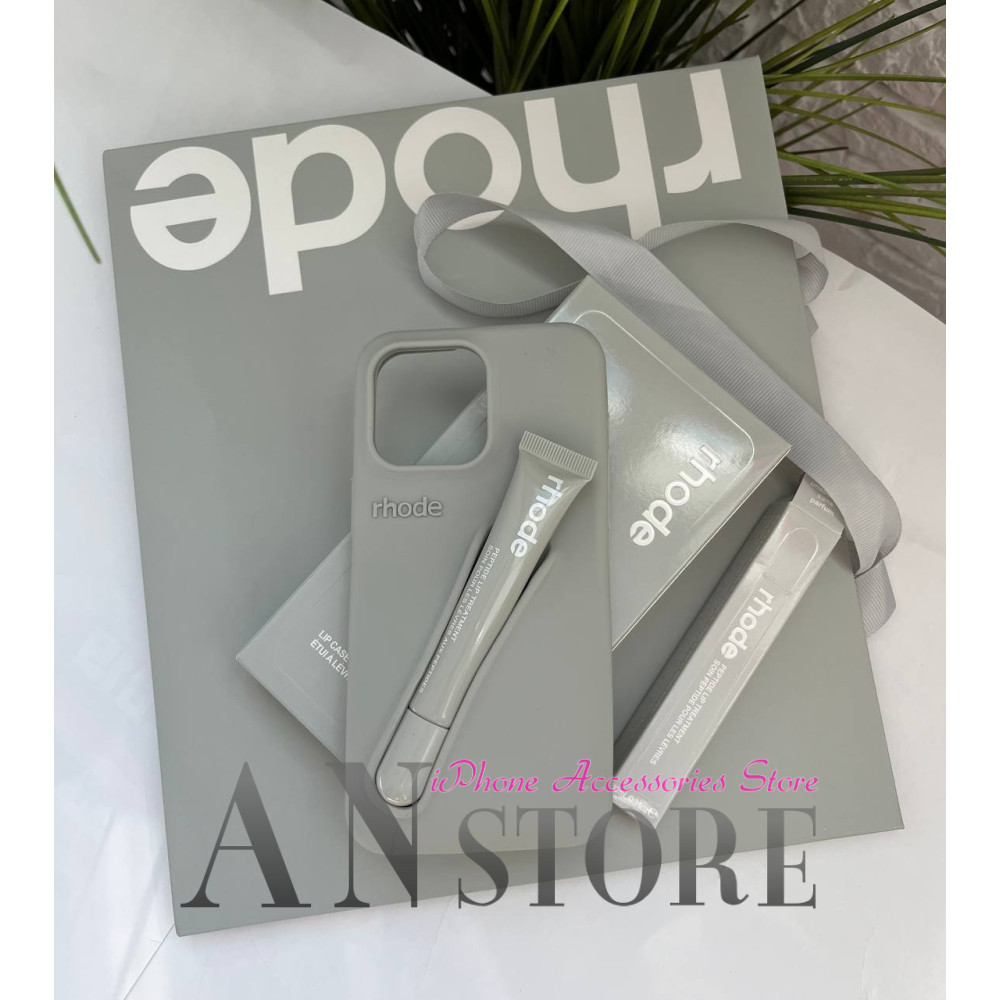 Чохол rhode з блиском для губ на iPhone 12 в сірому кольорі LIP CASE GREY COLOR 